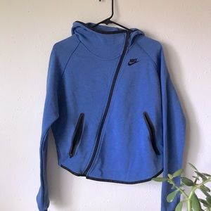 Nike blue asymmetrical zip hoodie size small